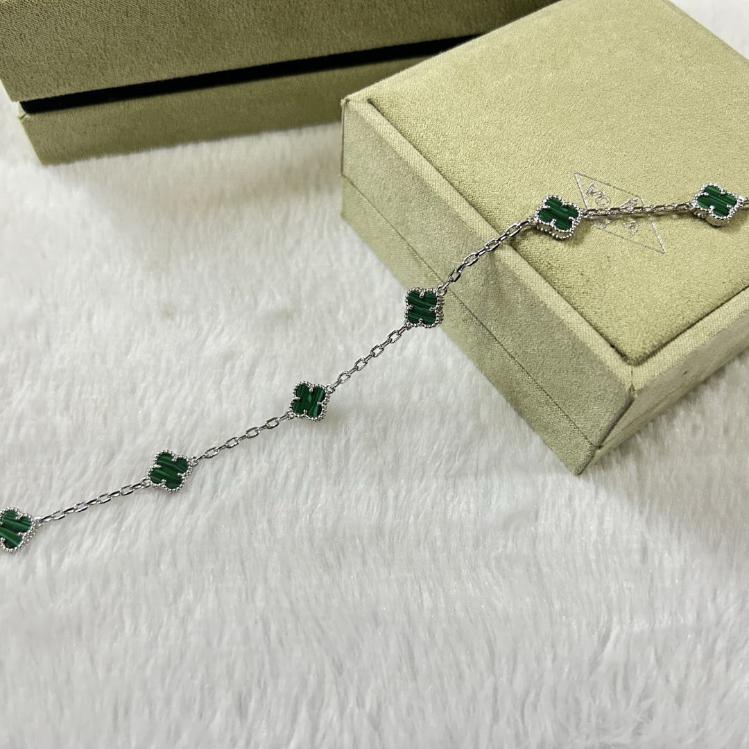 [Everoly JW]CLOVER 6 MOTIF MALACHITE BRACELET