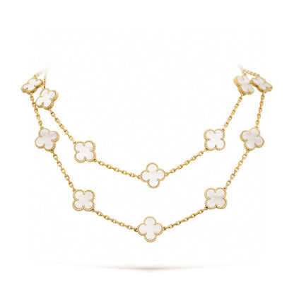 [Everoly JW]CLOVER 20 MOTIFS WHITE MOP NECKLACE