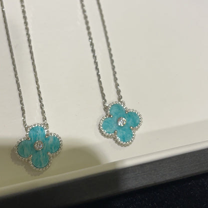 [Everoly JW]CLOVER 15MM DIAMOND SVRES PORCELAIN  NECKLACE SILVER