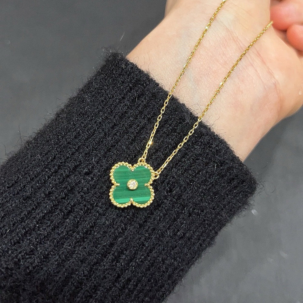 [Everoly JW]CLOVER 15MM DIAMOND TURQUOISE NECKLACE