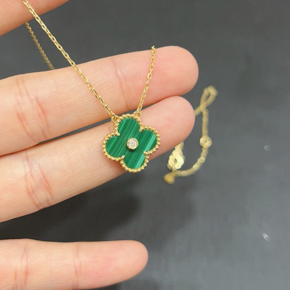 [Everoly JW]CLOVER 15MM DIAMOND TURQUOISE NECKLACE