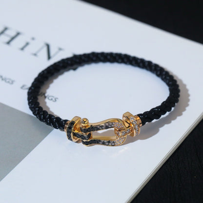 [Everoly JW]FORCE LARGE HORSESHOE BLACK WHITE DIAMOND BRACELET ROSE GOLD