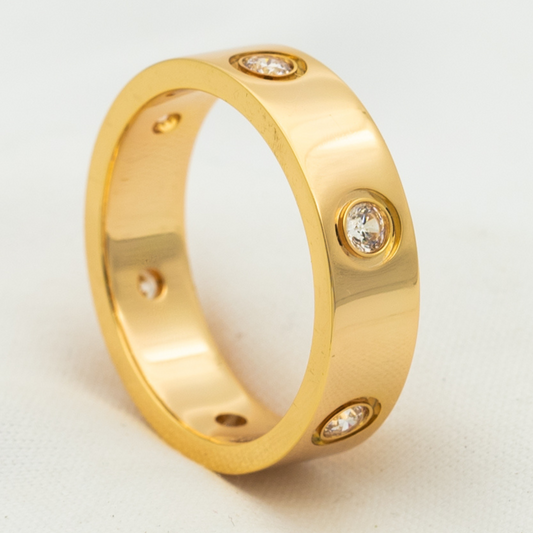 [Everoly JW]LOVE RING 5.5MM 6 DIAMONDS PINK GOLD