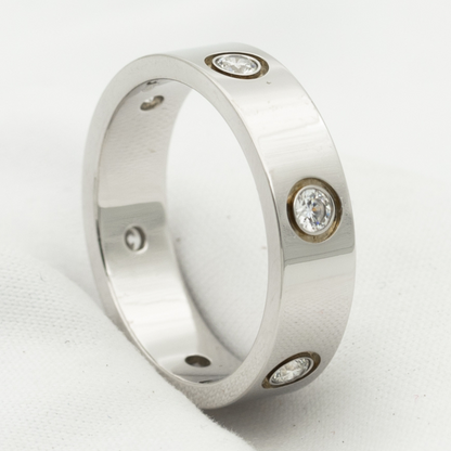 [Everoly JW]LOVE RING 5.5MM 6 DIAMONDS SILVER