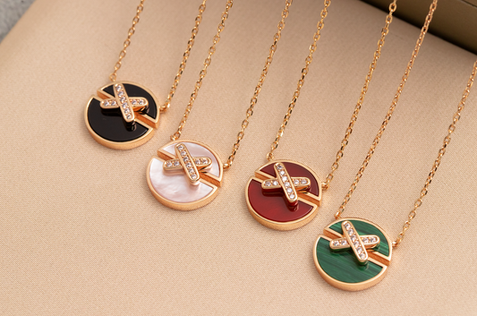 [Everoly JW]JEUX DE PINK GOLD DIAMOND NECKLACE
