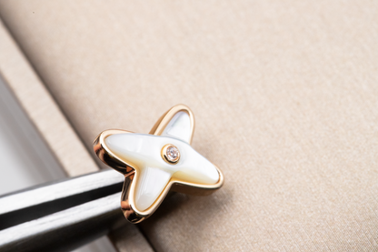 [Everoly JW]JEUX DE WHITE MOP PINK GOLD DIAMOND EARRINGS