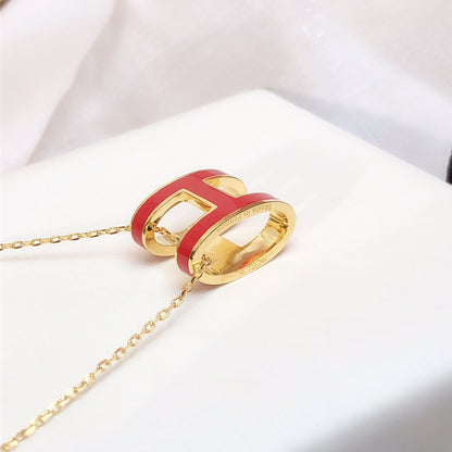 [Everoly JW]HM CLIC RED ENAMEL GOLD NECKLACE