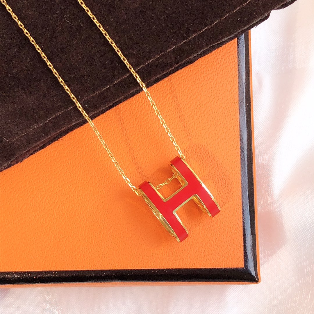 [Everoly JW]HM CLIC RED ENAMEL GOLD NECKLACE