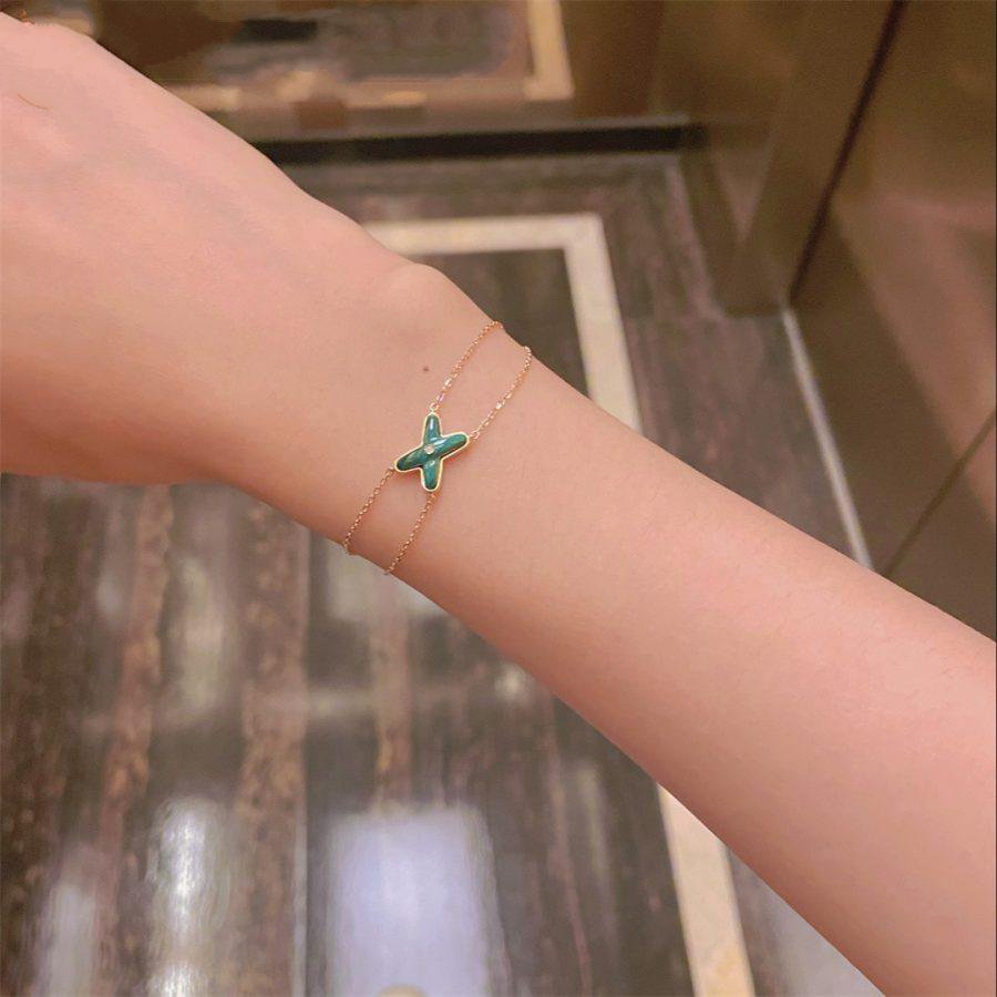 [Everoly JW]JEUX BRACELET MALACHITE PINK GOLD 1 DIAMOND