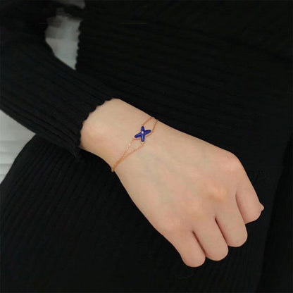 [Everoly JW]JEUX BRACELET BLUE AGATE PINK GOLD 1 DIAMOND