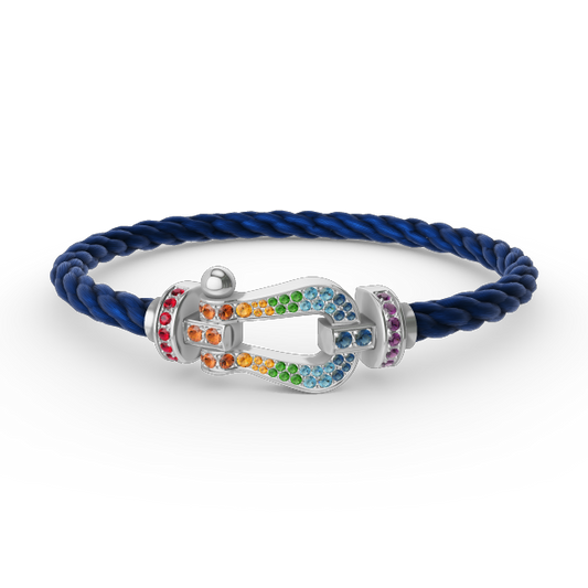 [Everoly JW]FORC LARGE HORSESHOE  COLORED DIAMOND BRACELET SILVER