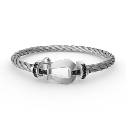 [Everoly JW]FORCE LARGE HORSESHOE BLACK DIAMOND BRACELET SILVER