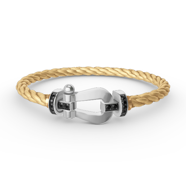 [Everoly JW]FORCE LARGE HORSESHOE BLACK DIAMOND BRACELET SILVER