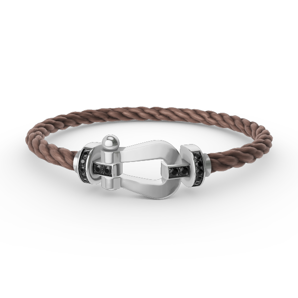 [Everoly JW]FORCE LARGE HORSESHOE BLACK DIAMOND BRACELET SILVER