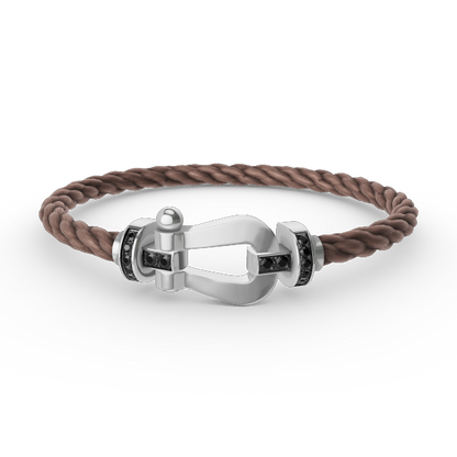 [Everoly JW]FORCE LARGE HORSESHOE BLACK DIAMOND BRACELET SILVER