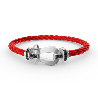 [Everoly JW]FORCE LARGE HORSESHOE BLACK DIAMOND BRACELET SILVER
