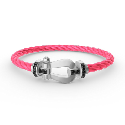 [Everoly JW]FORCE LARGE HORSESHOE BLACK DIAMOND BRACELET SILVER