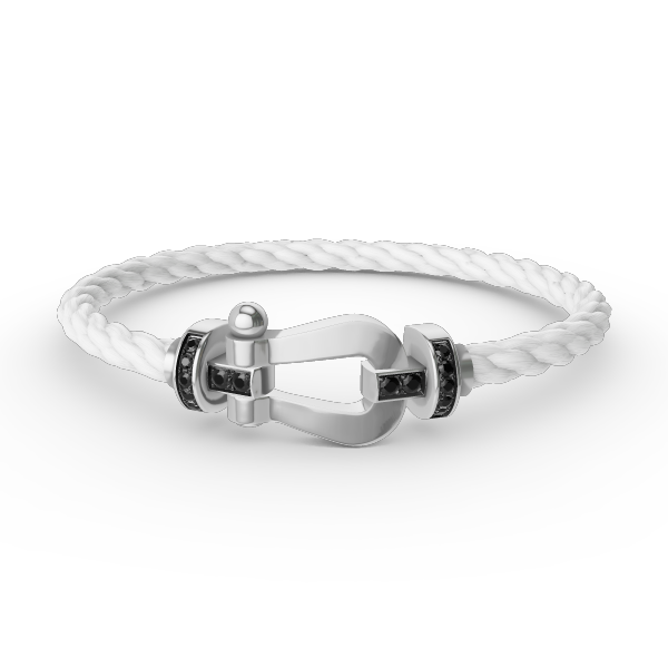 [Everoly JW]FORCE LARGE HORSESHOE BLACK DIAMOND BRACELET SILVER