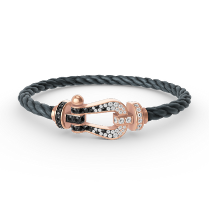 [Everoly JW]FORCE LARGE HORSESHOE BLACK WHITE DIAMOND BRACELET ROSE GOLD