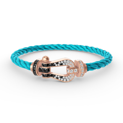 [Everoly JW]FORCE LARGE HORSESHOE BLACK WHITE DIAMOND BRACELET ROSE GOLD