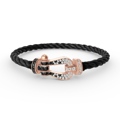 [Everoly JW]FORCE LARGE HORSESHOE BLACK WHITE DIAMOND BRACELET ROSE GOLD
