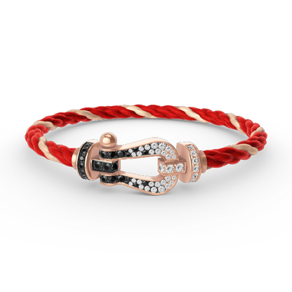 [Everoly JW]FORCE LARGE HORSESHOE BLACK WHITE DIAMOND BRACELET ROSE GOLD