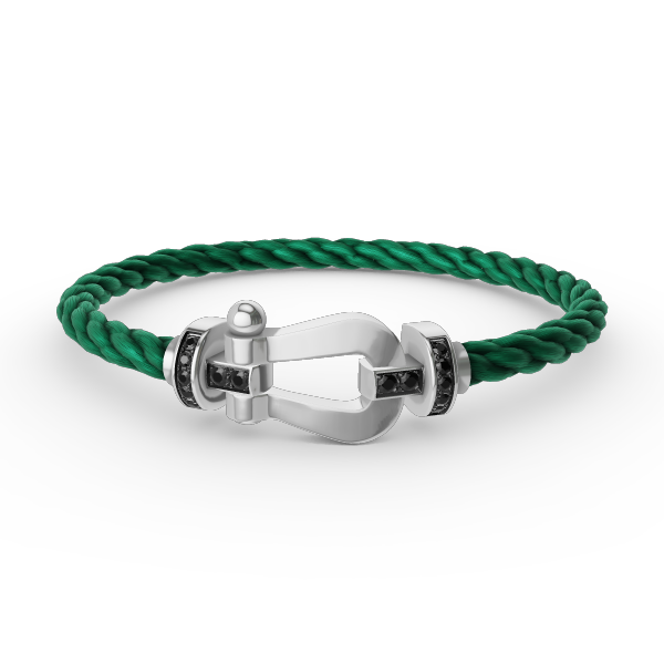 [Everoly JW]FORCE LARGE HORSESHOE BLACK DIAMOND BRACELET SILVER