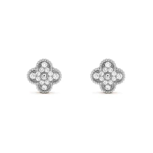 [Everoly JW]CLOVER 1 MOTIFS DIAMANT OHRSTECKER SILBER