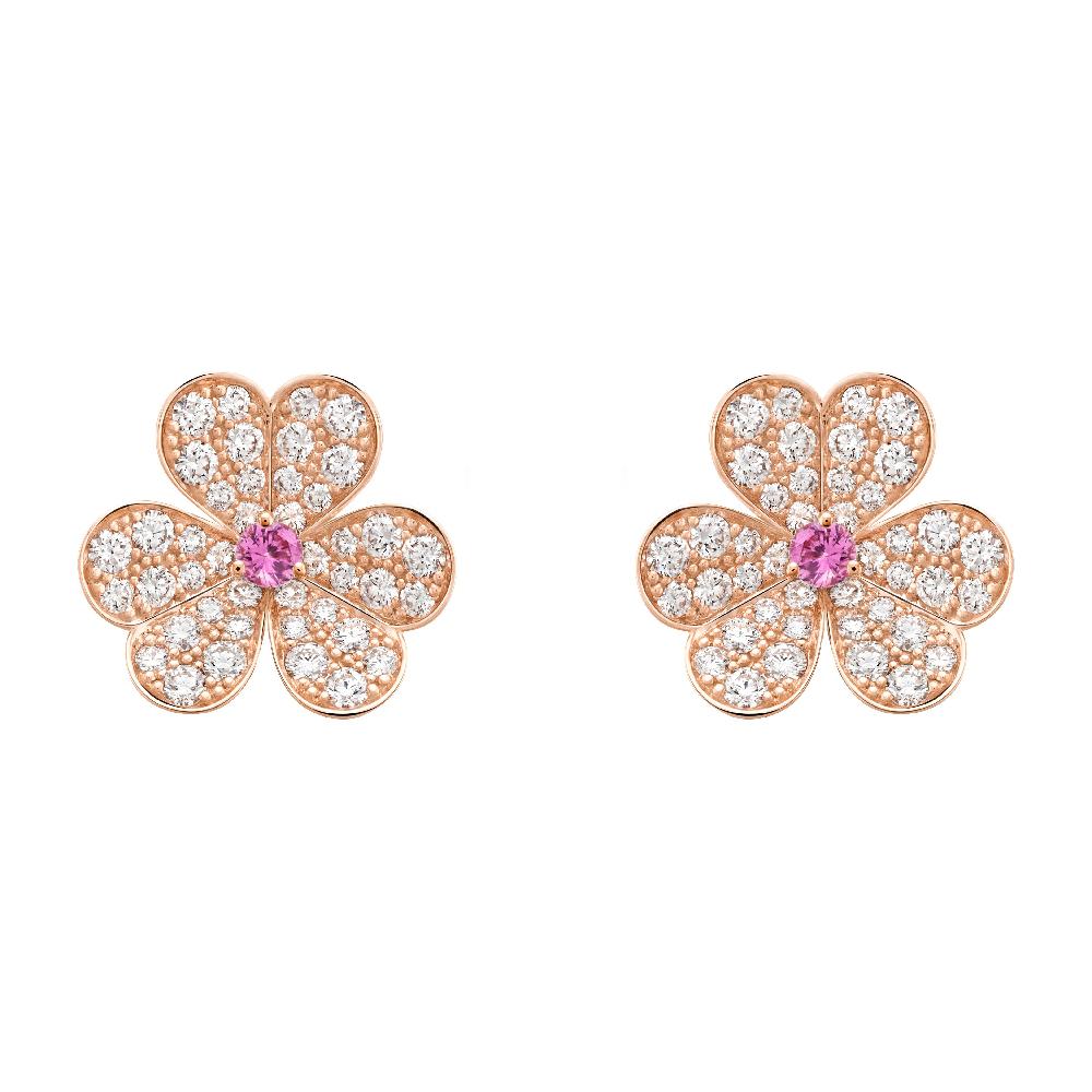 [Everoly JW]FRIVOLE ROSA GOLD BLUMEN DIAMANT OHRRINGE