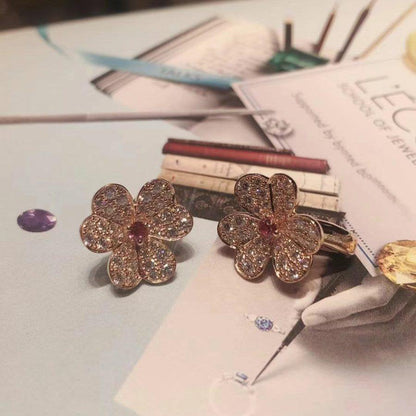 [Everoly JW]FRIVOLE ROSA GOLD BLUMEN DIAMANT OHRRINGE