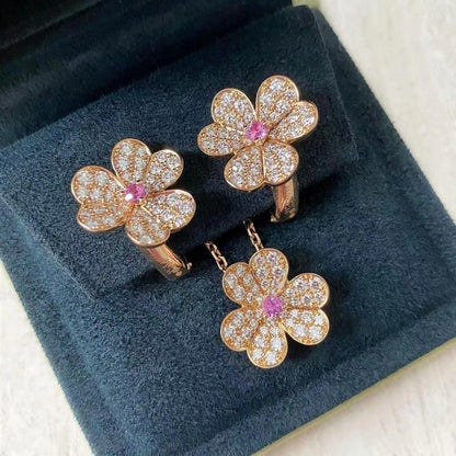 [Everoly JW]FRIVOLE ROSA GOLD BLUMEN DIAMANT OHRRINGE