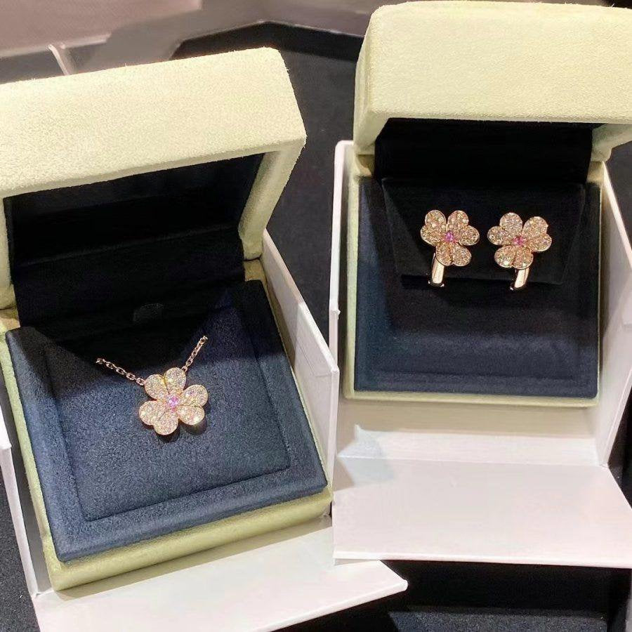 [Everoly JW]FRIVOLE ROSA GOLD BLUMEN DIAMANT OHRRINGE