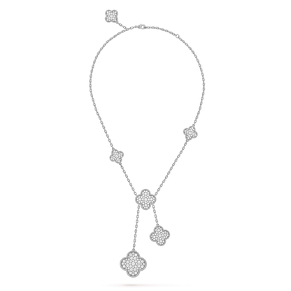 [Everoly JW]CLOVER 5 MOTIFS SILVER DIAMONDS NECKLACE