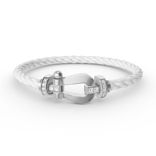 [Everoly JW]FORCE LARGE HORSESHOE HALF DIAMOND BRACELET SILVER