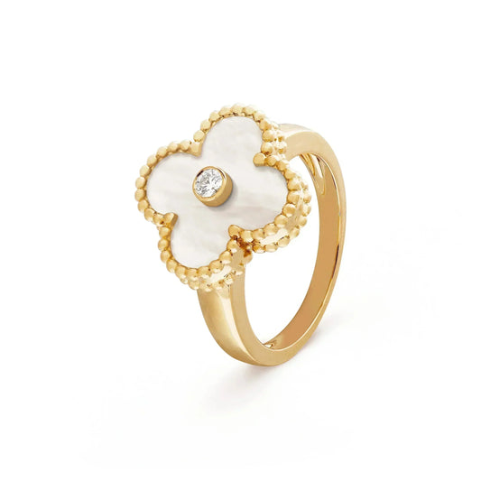 [Everoly JW]CLOVER PINK MOP RING GOLD DIAMOND